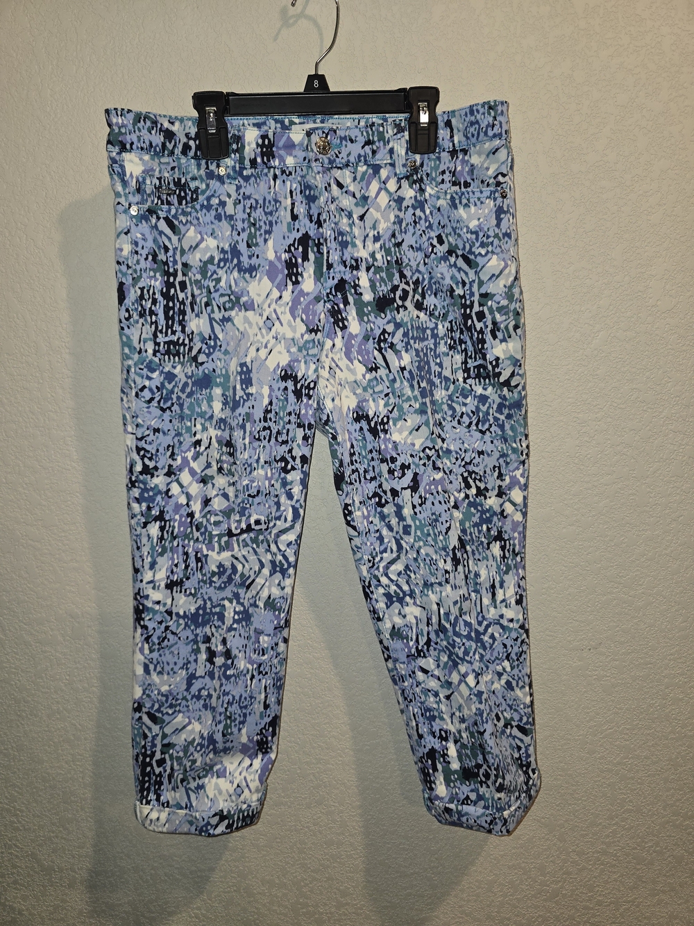 Nine West Jeans Abstract Print Cuffed Capri Pants - Size 10